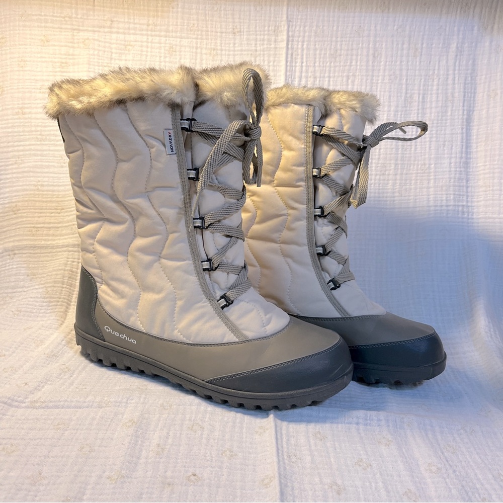 Decathlon Quechua Women's Waterproof Winter Snow Boots Cream Size 9.5